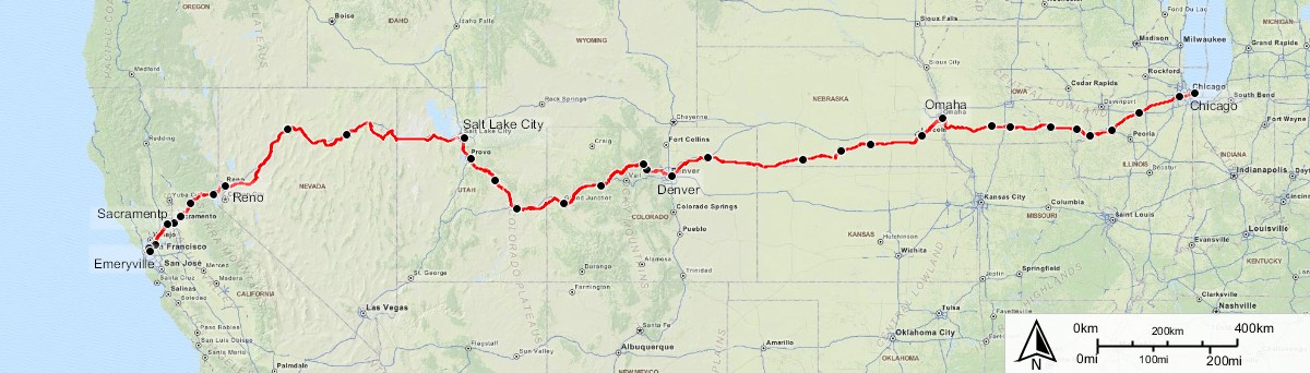 California Zephyr route map