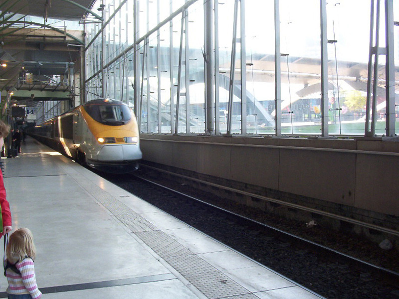 A Eurostar train arrives at the station A Eurostar train arrives at the station